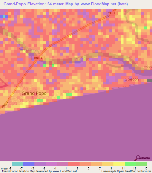 Grand-Popo,Benin Elevation Map