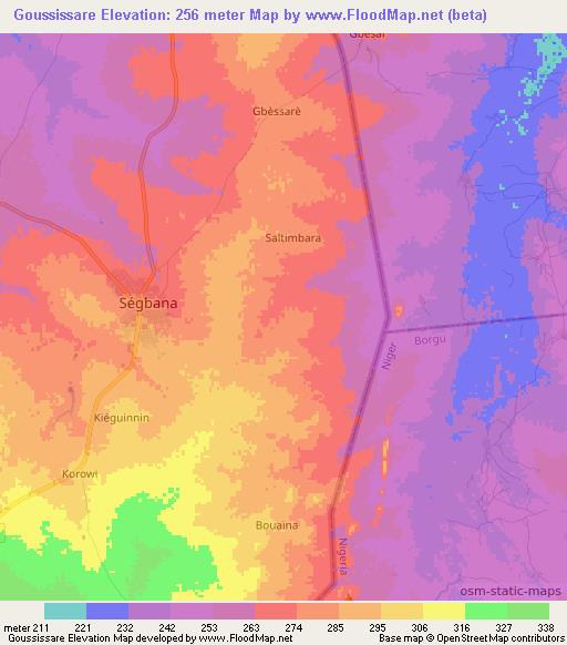 Goussissare,Benin Elevation Map