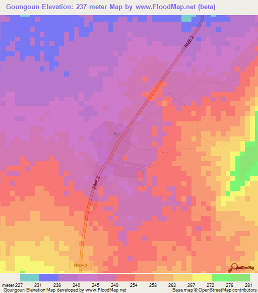 Goungoun,Benin Elevation Map