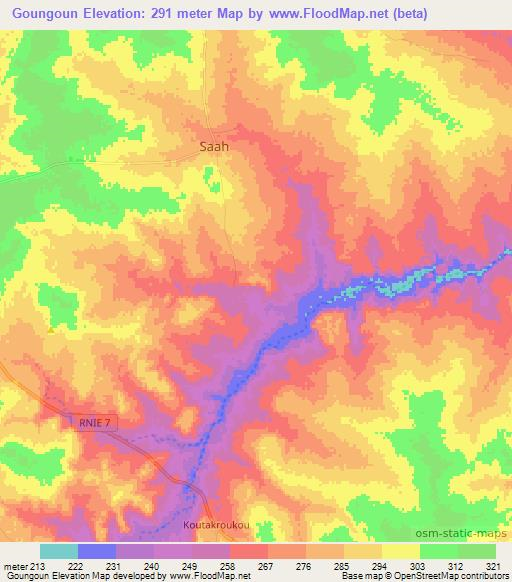 Goungoun,Benin Elevation Map