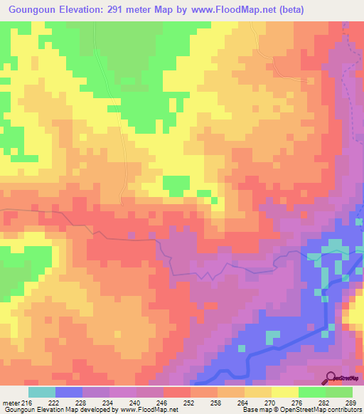 Goungoun,Benin Elevation Map