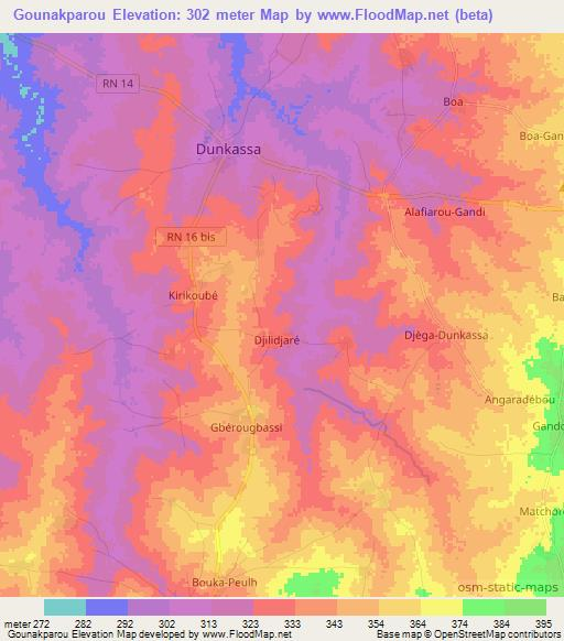Gounakparou,Benin Elevation Map