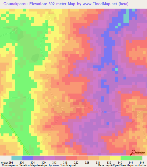 Gounakparou,Benin Elevation Map
