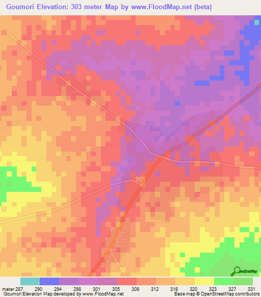 Goumori,Benin Elevation Map