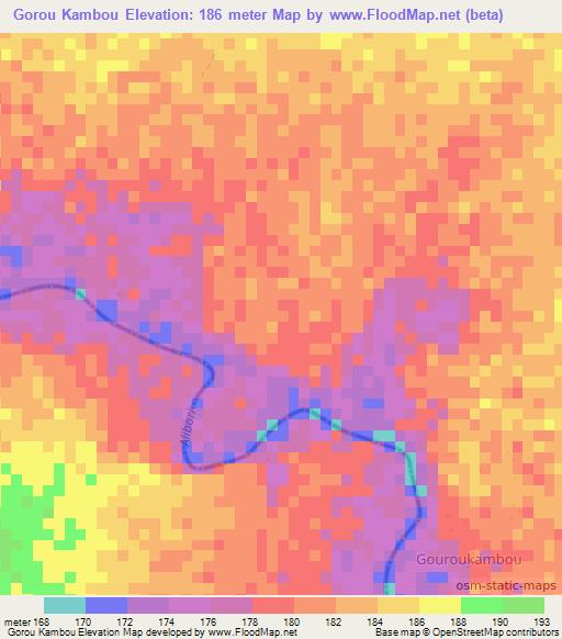 Gorou Kambou,Benin Elevation Map