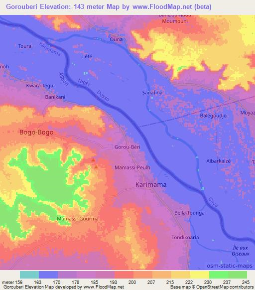 Gorouberi,Benin Elevation Map