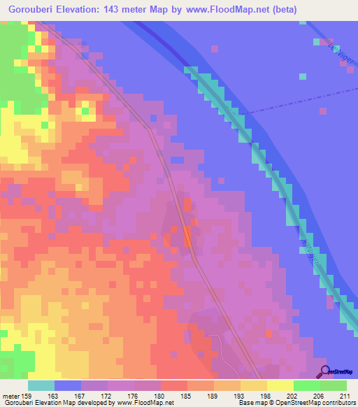 Gorouberi,Benin Elevation Map