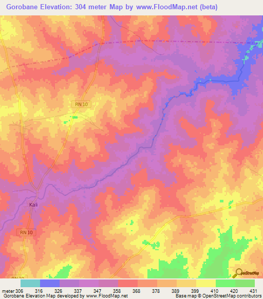 Gorobane,Benin Elevation Map