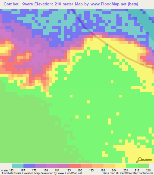 Gombeti Kwara,Benin Elevation Map