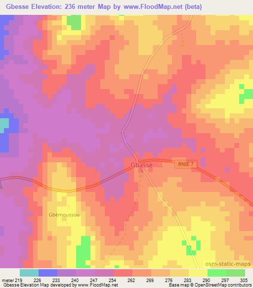 Gbesse,Benin Elevation Map