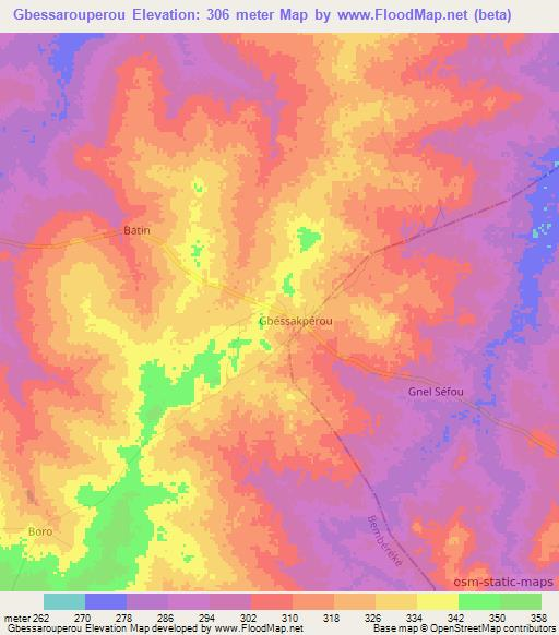 Gbessarouperou,Benin Elevation Map
