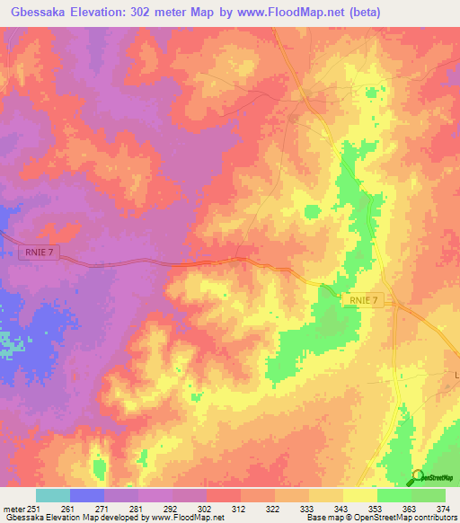 Gbessaka,Benin Elevation Map