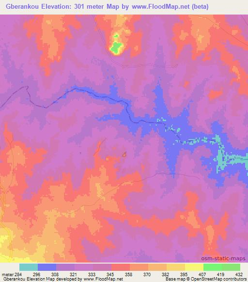 Gberankou,Benin Elevation Map