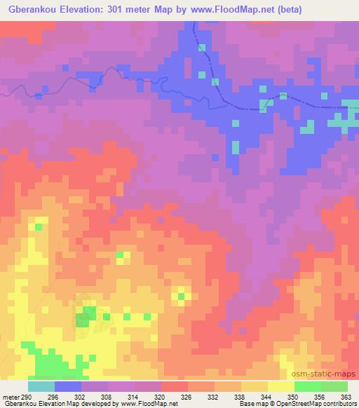 Gberankou,Benin Elevation Map