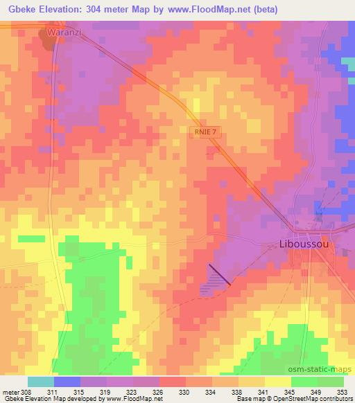 Gbeke,Benin Elevation Map
