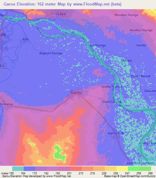 Garou,Benin Elevation Map
