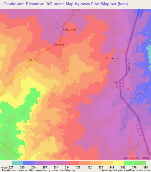 Garakounzi,Benin Elevation Map