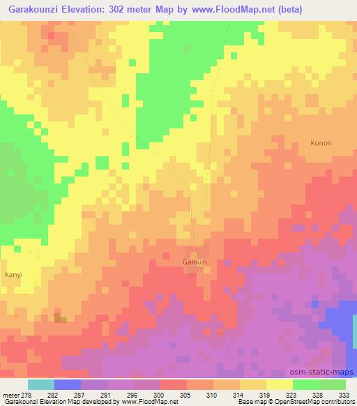 Garakounzi,Benin Elevation Map