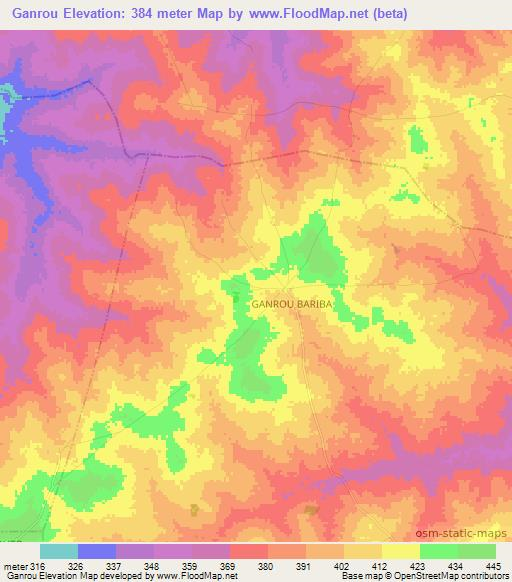 Ganrou,Benin Elevation Map
