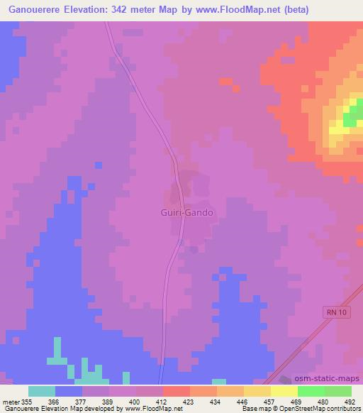 Ganouerere,Benin Elevation Map