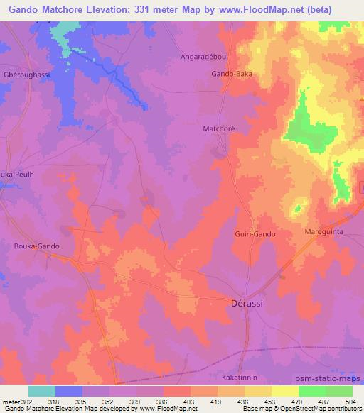 Gando Matchore,Benin Elevation Map