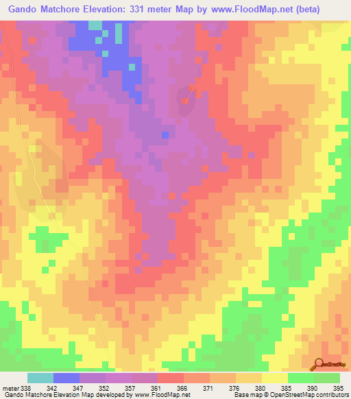 Gando Matchore,Benin Elevation Map
