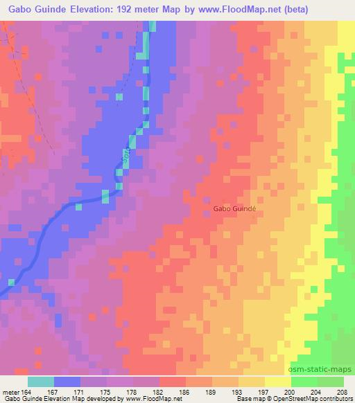Gabo Guinde,Benin Elevation Map