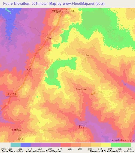 Foure,Benin Elevation Map