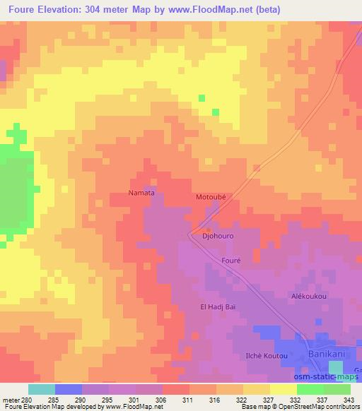 Foure,Benin Elevation Map