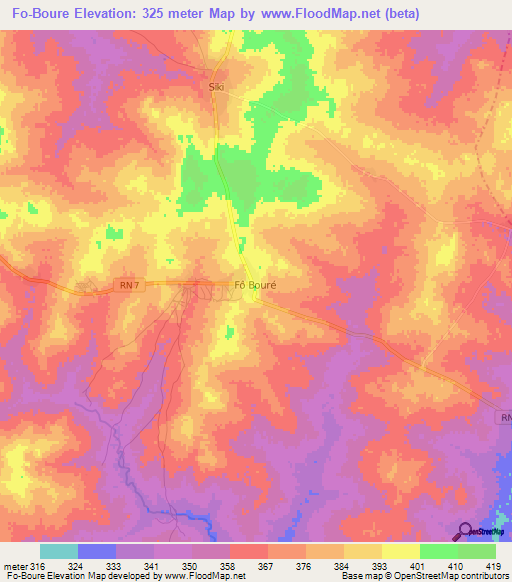 Fo-Boure,Benin Elevation Map
