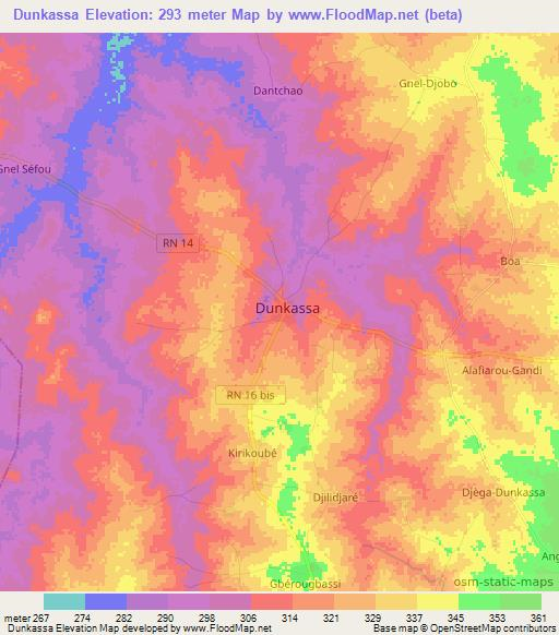 Dunkassa,Benin Elevation Map