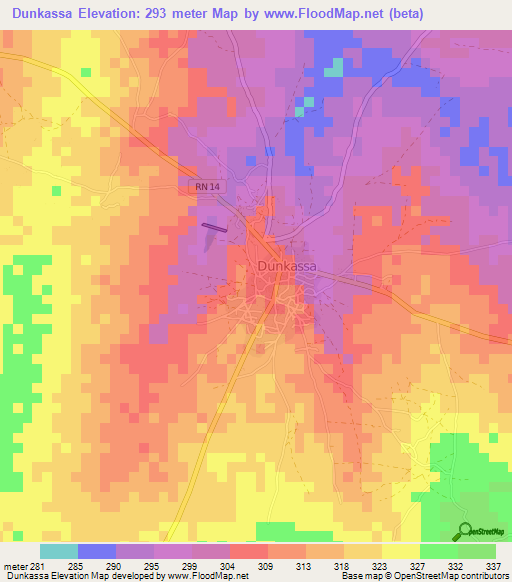 Dunkassa,Benin Elevation Map