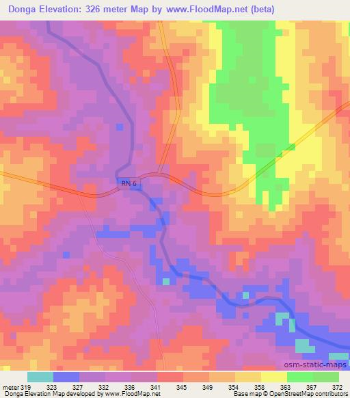 Donga,Benin Elevation Map