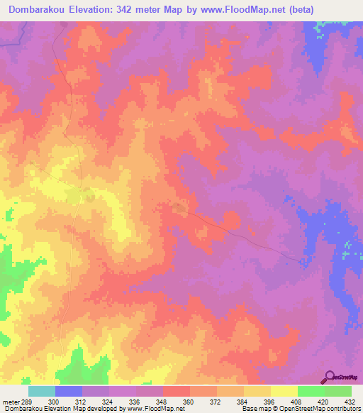 Dombarakou,Benin Elevation Map