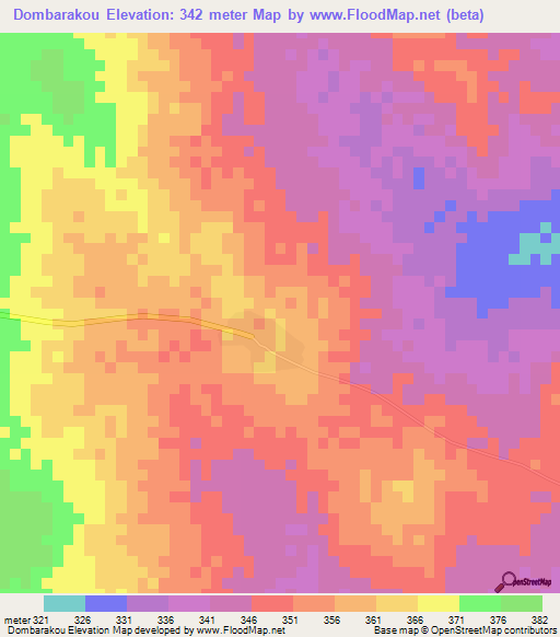 Dombarakou,Benin Elevation Map