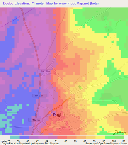 Dogbo,Benin Elevation Map