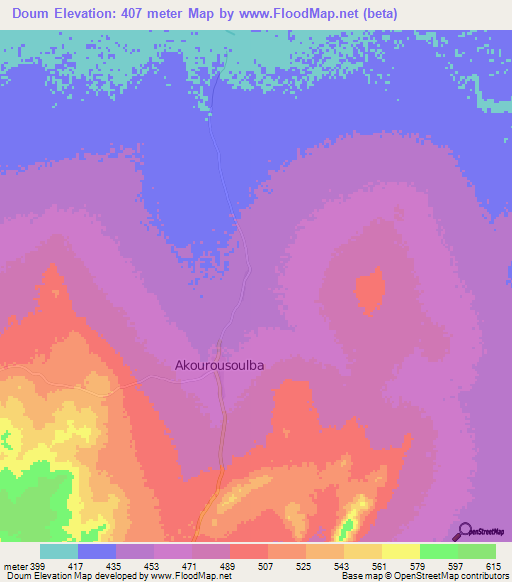 Doum,Central African Republic Elevation Map