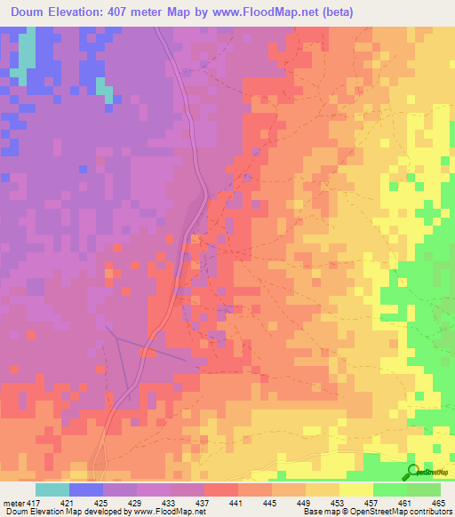 Doum,Central African Republic Elevation Map