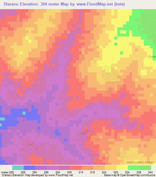 Diaraou,Benin Elevation Map