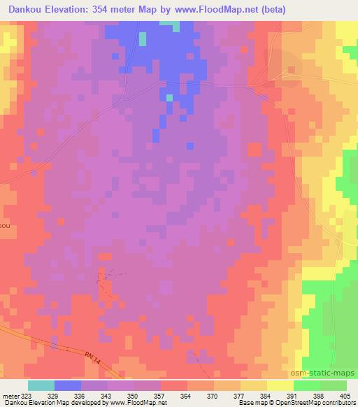 Dankou,Benin Elevation Map