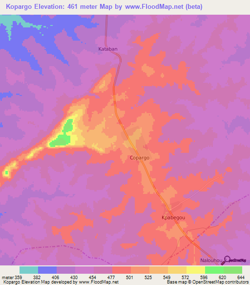 Kopargo,Benin Elevation Map