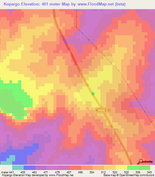 Kopargo,Benin Elevation Map