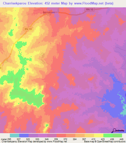 Charrisekparou,Benin Elevation Map