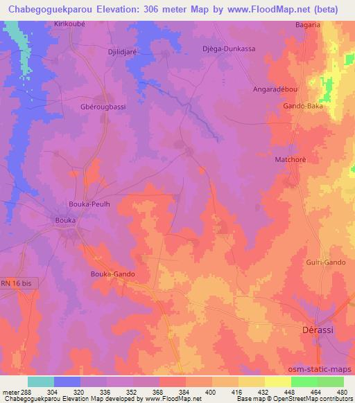 Chabegoguekparou,Benin Elevation Map