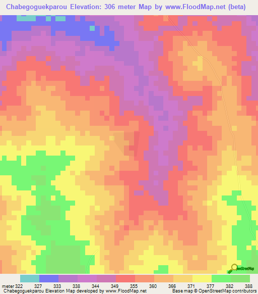 Chabegoguekparou,Benin Elevation Map