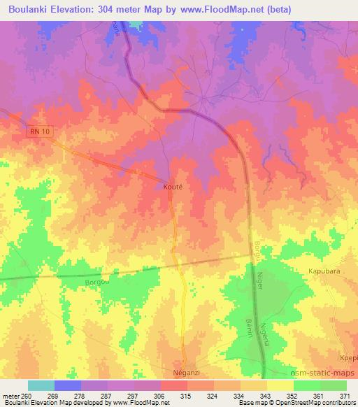 Boulanki,Benin Elevation Map