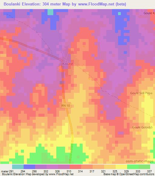 Boulanki,Benin Elevation Map