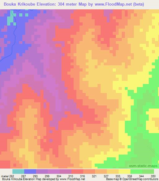 Bouka Krikoube,Benin Elevation Map