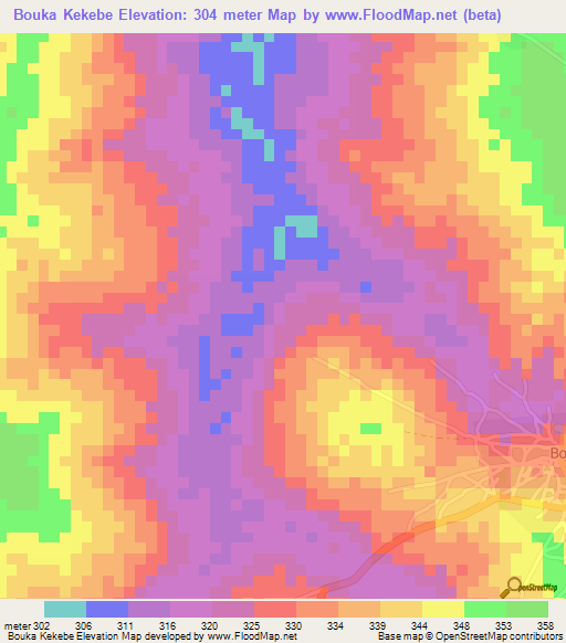 Bouka Kekebe,Benin Elevation Map