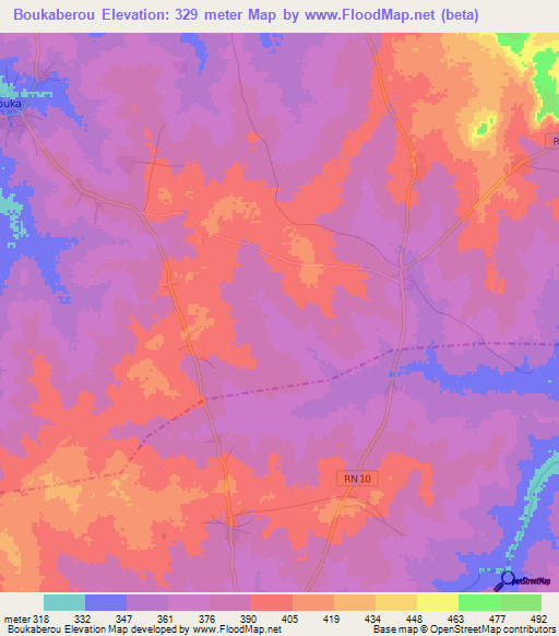 Boukaberou,Benin Elevation Map